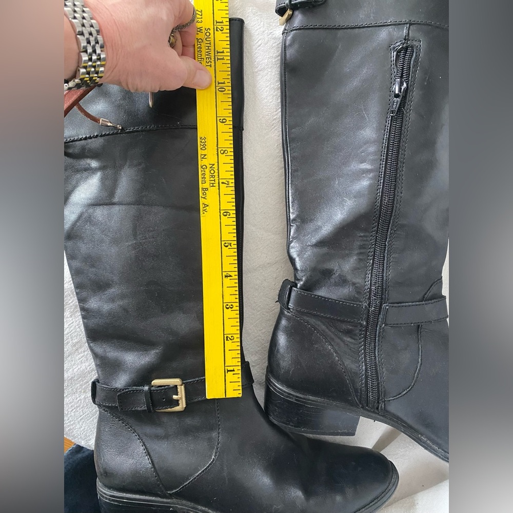 Classic Equestrian Black Leather Lauren Ralph Lauren Knee-High Riding Boots - Picture 7 of 12